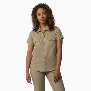 Women's CDCR CSC or SCC Dickies Short Sleeve Work Shirt - Tan
